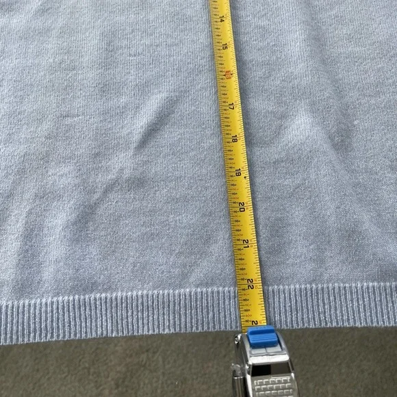 Iris Singer Sweater Womens L Blue Cashmere Pullover Soft Minimalist Office Luxe - Picture 8 of 9